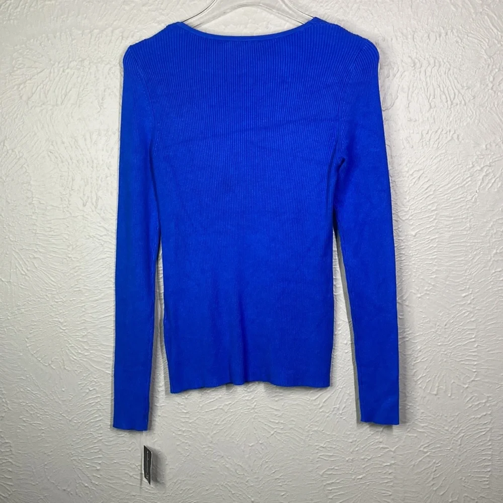 NWT Inc International Concepts Blue Ribbed Long-Sleeve Sweater Size Medi… - Picture 9 of 9